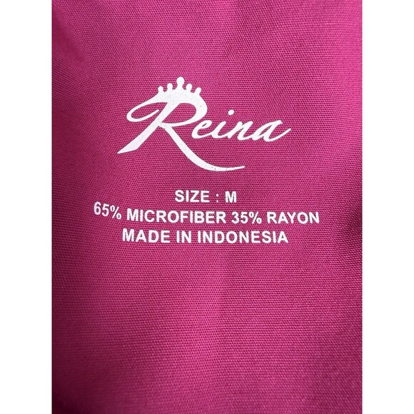 Reina Womens Fushia/Black Scrub Top Size Medium - Picture 5 of 5